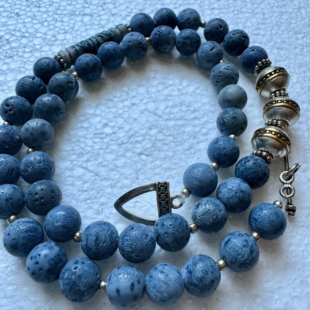 Unique One of a Kind Blue Sponge Coral Necklace Only You will have